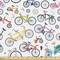 Ambesonne Bicycle Fabric by The Yard, Retro Style Colorful Bicycles of All Styles and for All Age Groups Training Wheels, Decorative Fabric for Upholstery and Home Accents, 10 Yards, Teal White